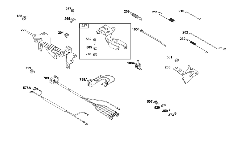 Controls Group Diagram and Parts List for 386777-0153-B5 200000 - 399999 Briggs and Stratton Engine